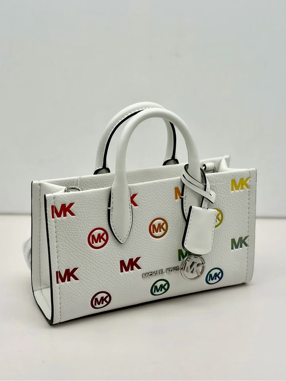 Michael Kors Small Mirella Rainbow satchel Crossbody Optic White